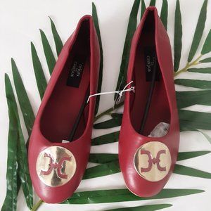 Colors on Campus Size 8 Ballet Flat with Gold Medallion Burgundy Red Comfort